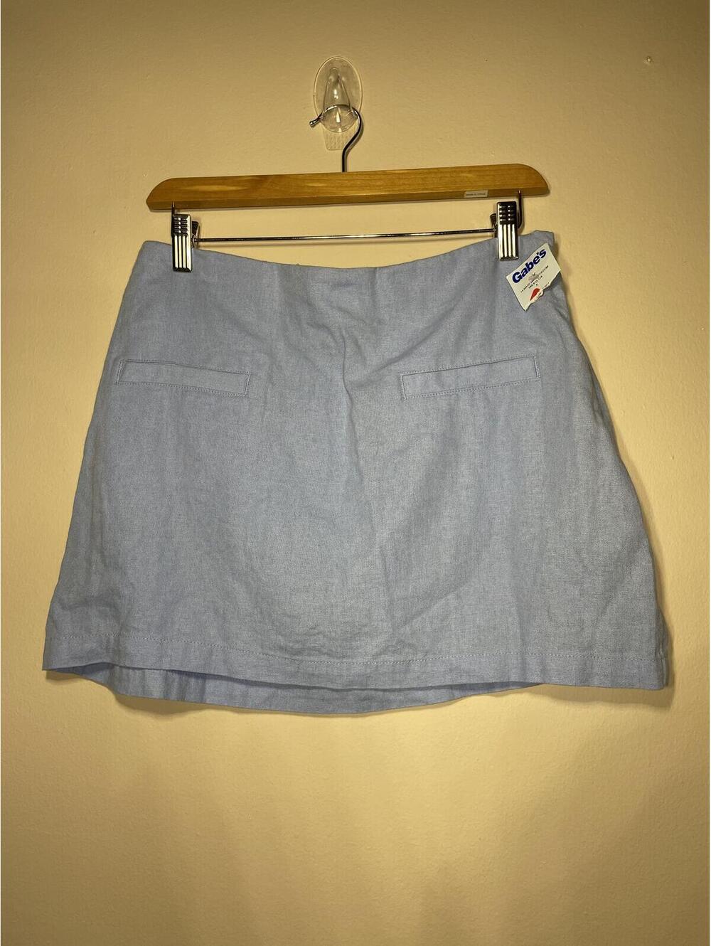 A New Day Sky Blue Mini Skirt Coastal Linen Blend Prep 8 New